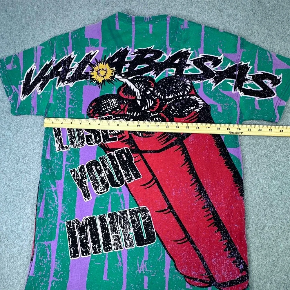 RARE Valabasas Vintage Tee Boom Lose Your Mind All‎ Over Graphic Tee Size XS